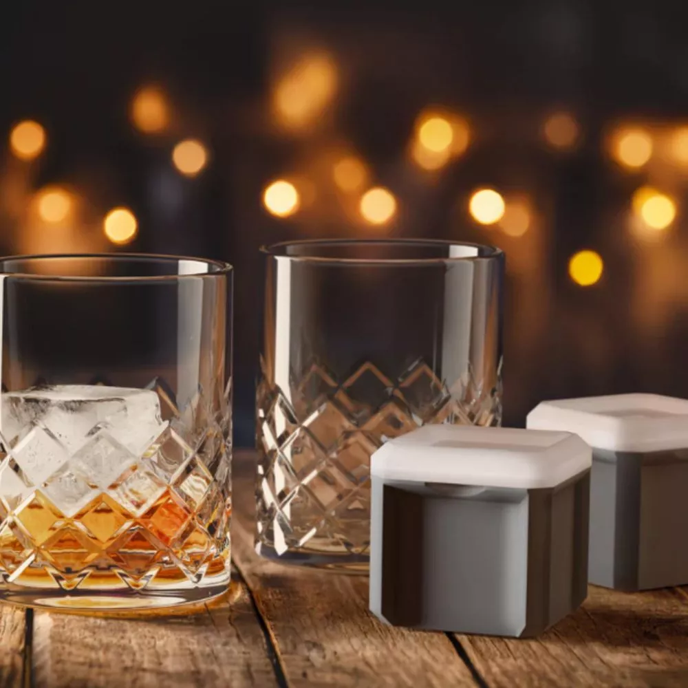 Coffret 2 Verres et 2 Moules à Glaçons Whisky Old-Fashioned Ensemble Verres et Moules à Glaçons Old-Fashioned