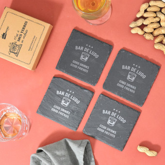 Sous-Verres Ardoise Bar à Personnaliser (x4)