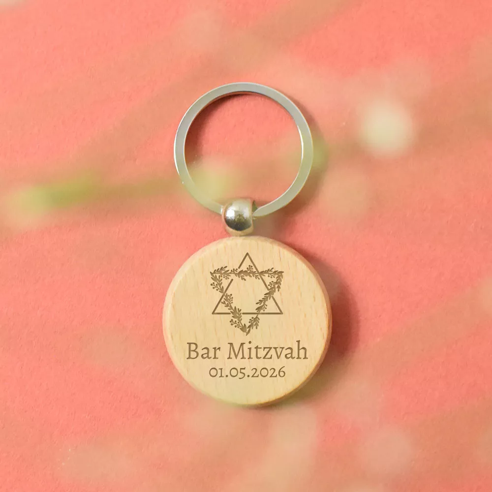 Porte-Clés Rond Fête Hanouka à Personnaliser
