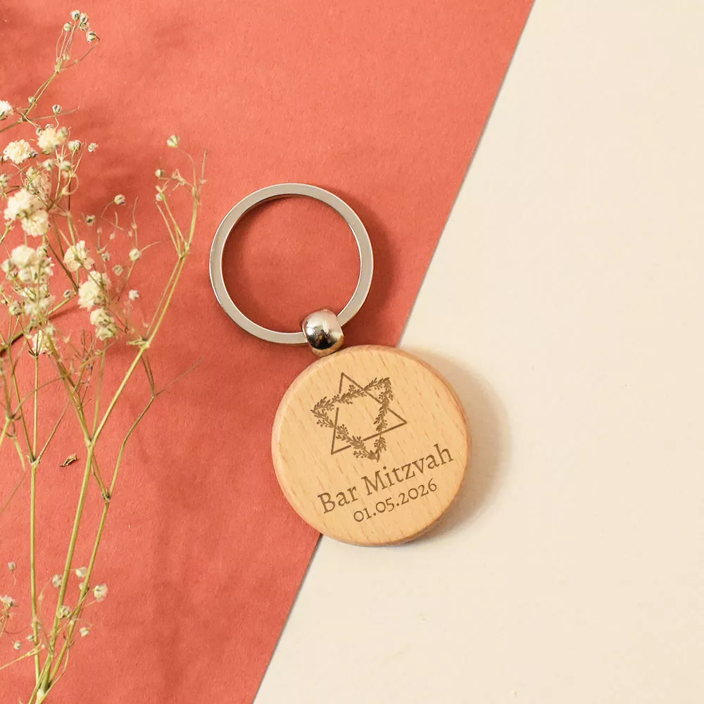 Porte-Clés Rond Fête Hanouka à Personnaliser