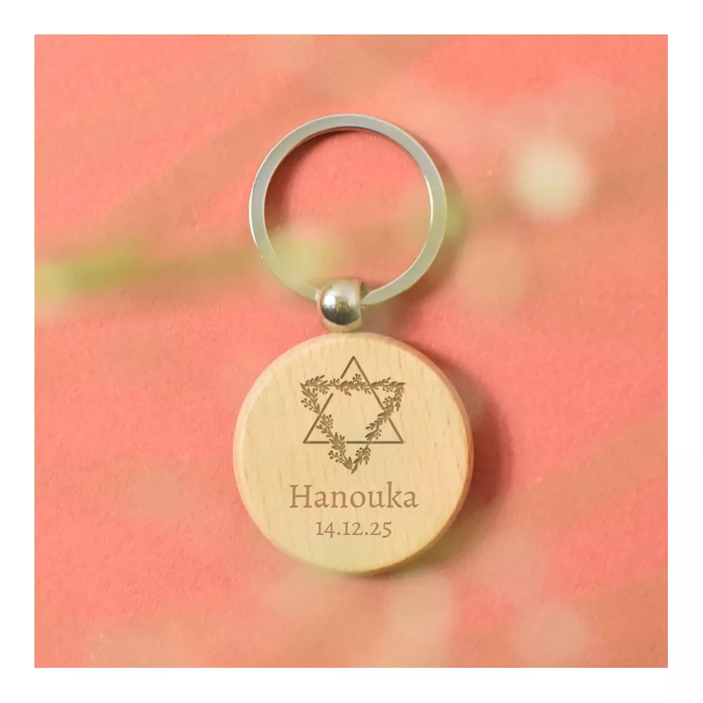 Porte-Clés Rond Fête Hanouka à Personnaliser
