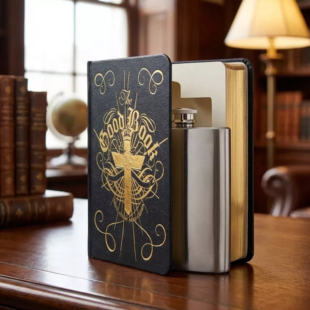 Flasque Cachée dans un Livre The Good Book Livre Flasque The Good Book