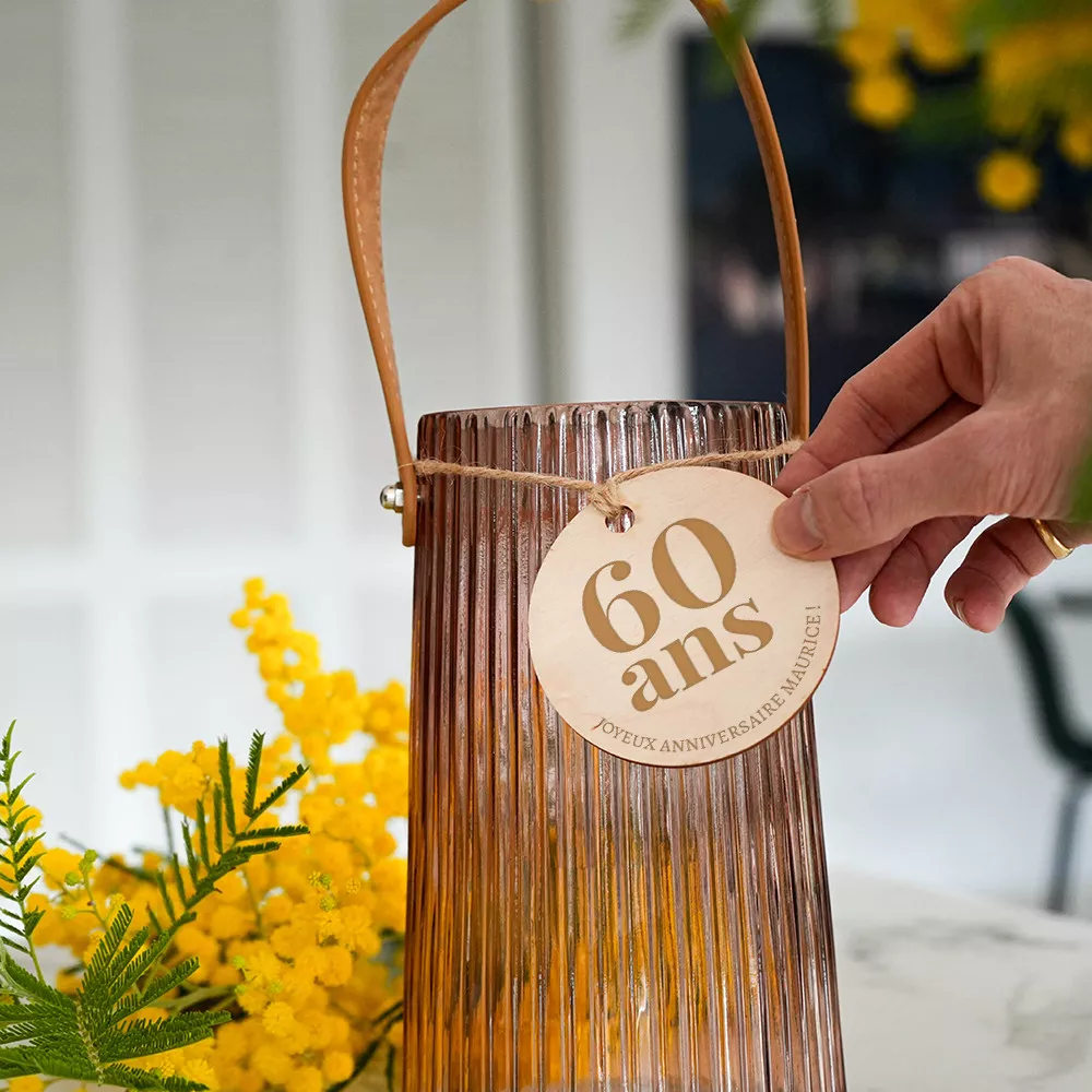 Vase Côtelé avec Médaillon Anniversaire à Personnaliser
