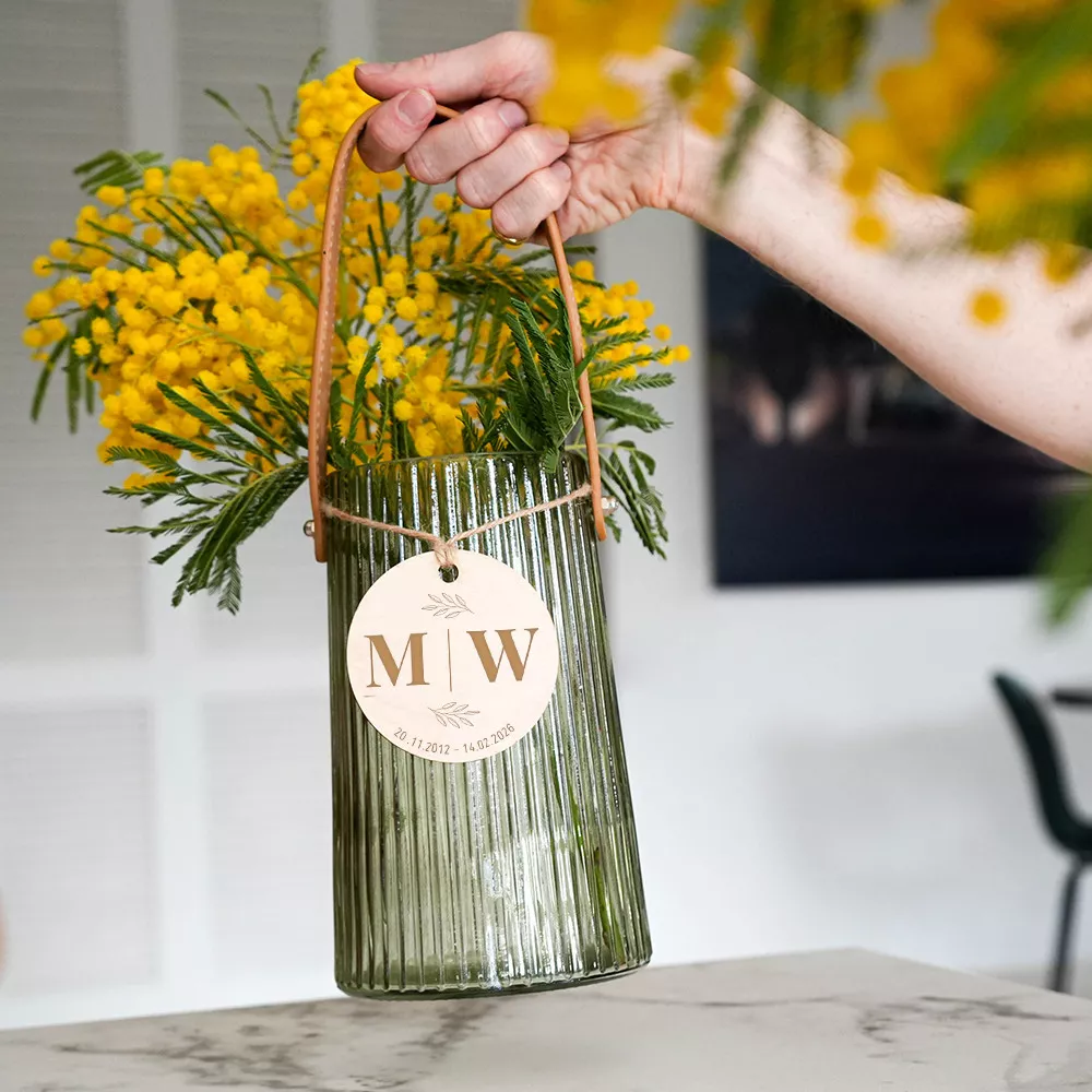 Vase Côtelé avec Médaillon Couple à Personnaliser