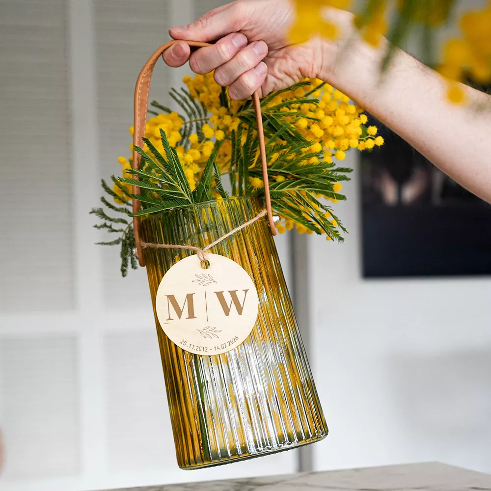 Vase Côtelé avec Médaillon Couple à Personnaliser