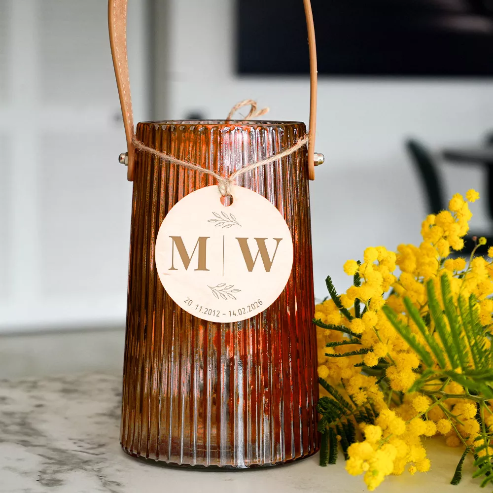 Vase Côtelé avec Médaillon Couple à Personnaliser