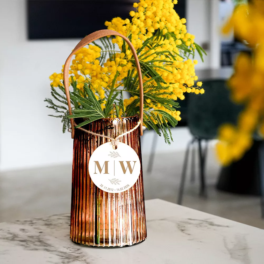 Vase Côtelé avec Médaillon Couple à Personnaliser