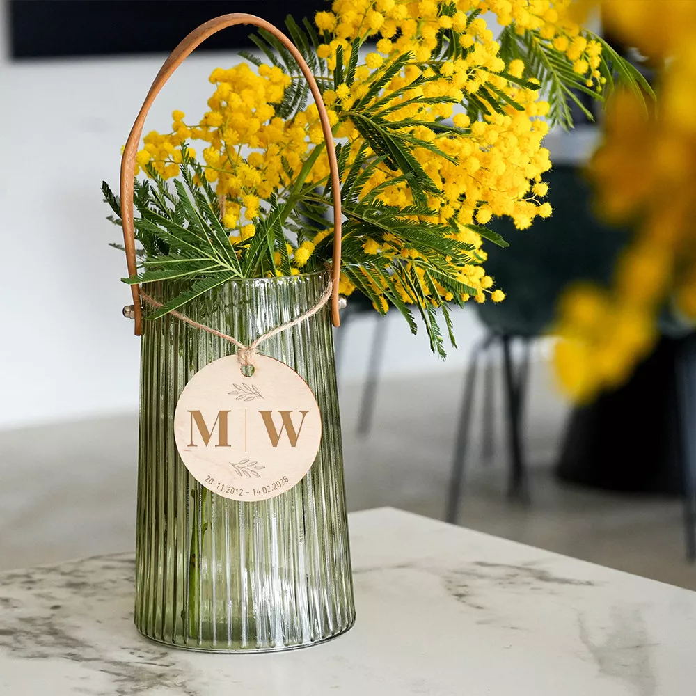 Vase Côtelé avec Médaillon Couple à Personnaliser