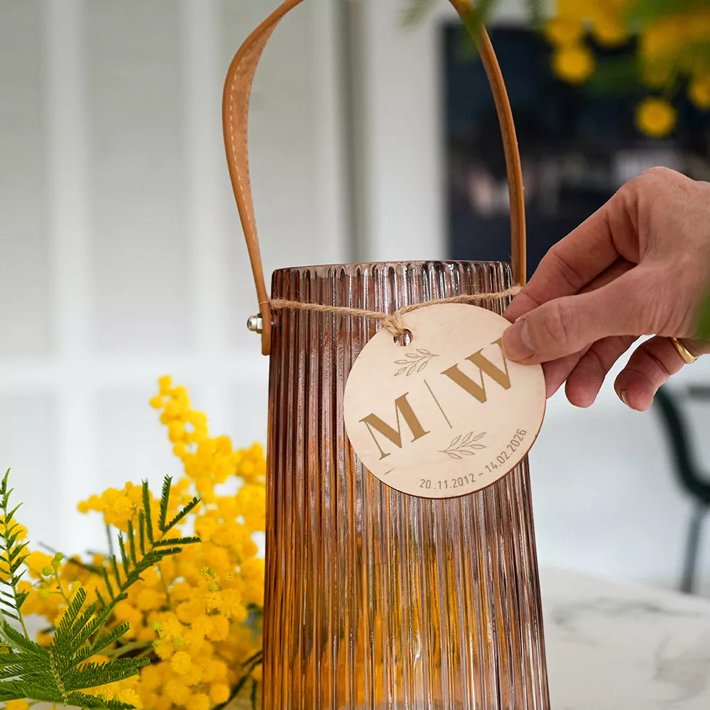 Vase Côtelé avec Médaillon Couple à Personnaliser