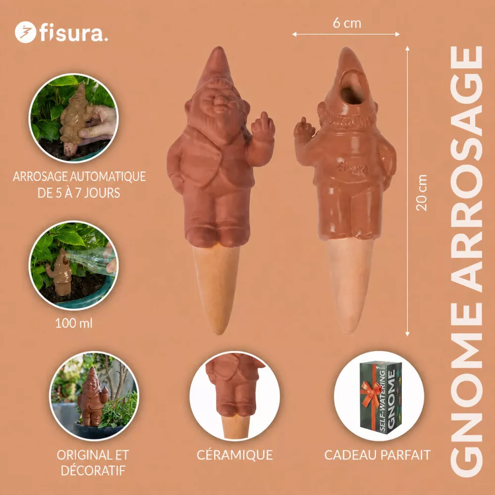Distributeur d'Eau Gnome d'Arrosage pour Plantes