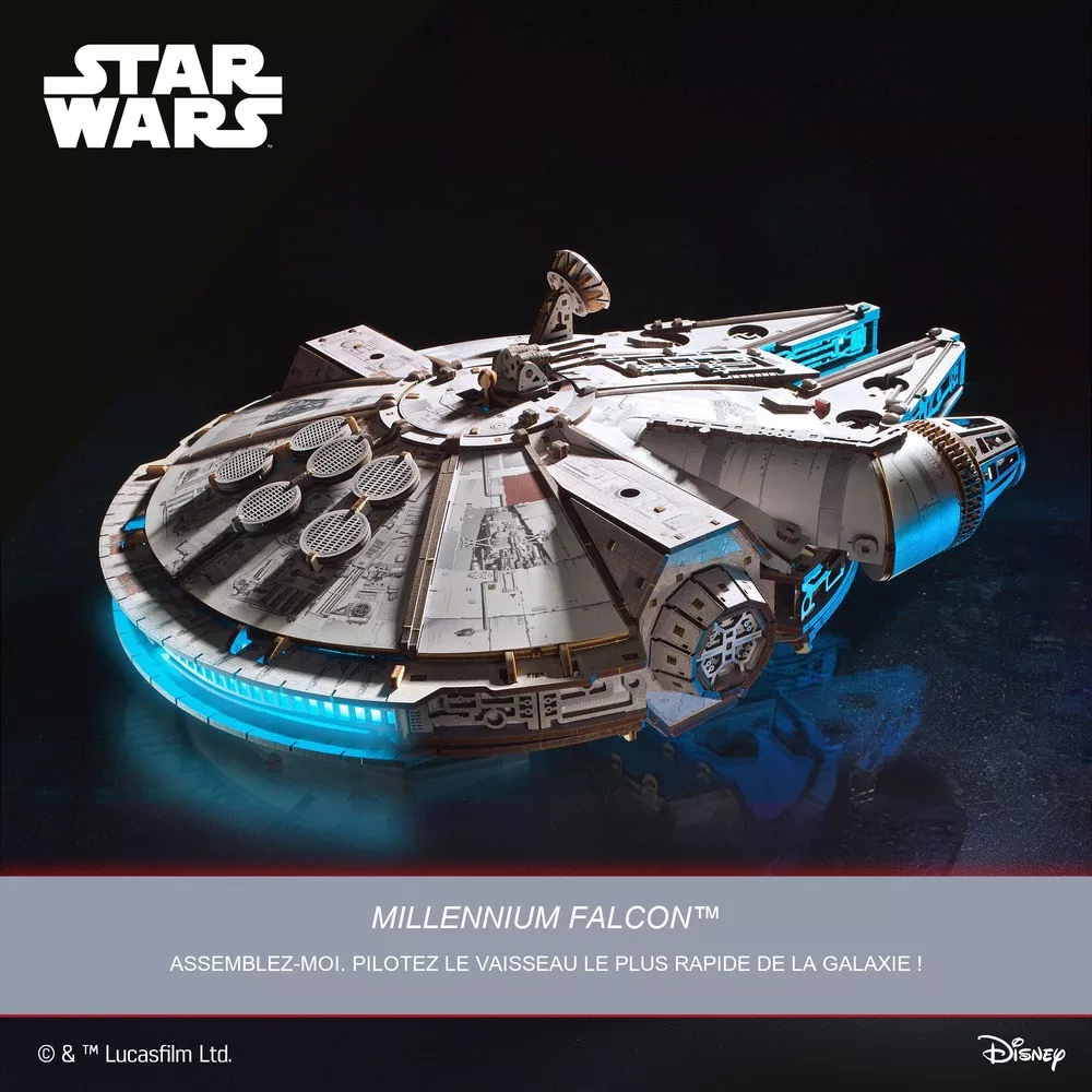 Maquette 3D Faucon Millenium Star Wars en Bois