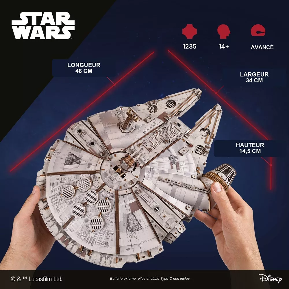 Maquette 3D Faucon Millenium Star Wars en Bois