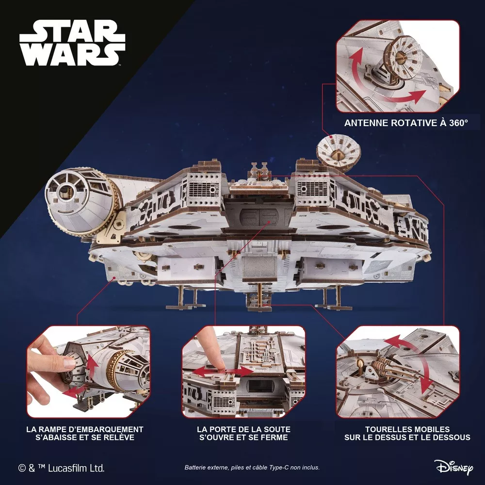Maquette 3D Faucon Millenium Star Wars en Bois