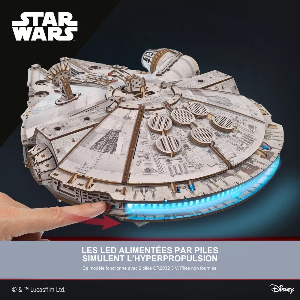 Maquette 3D Faucon Millenium Star Wars en Bois
