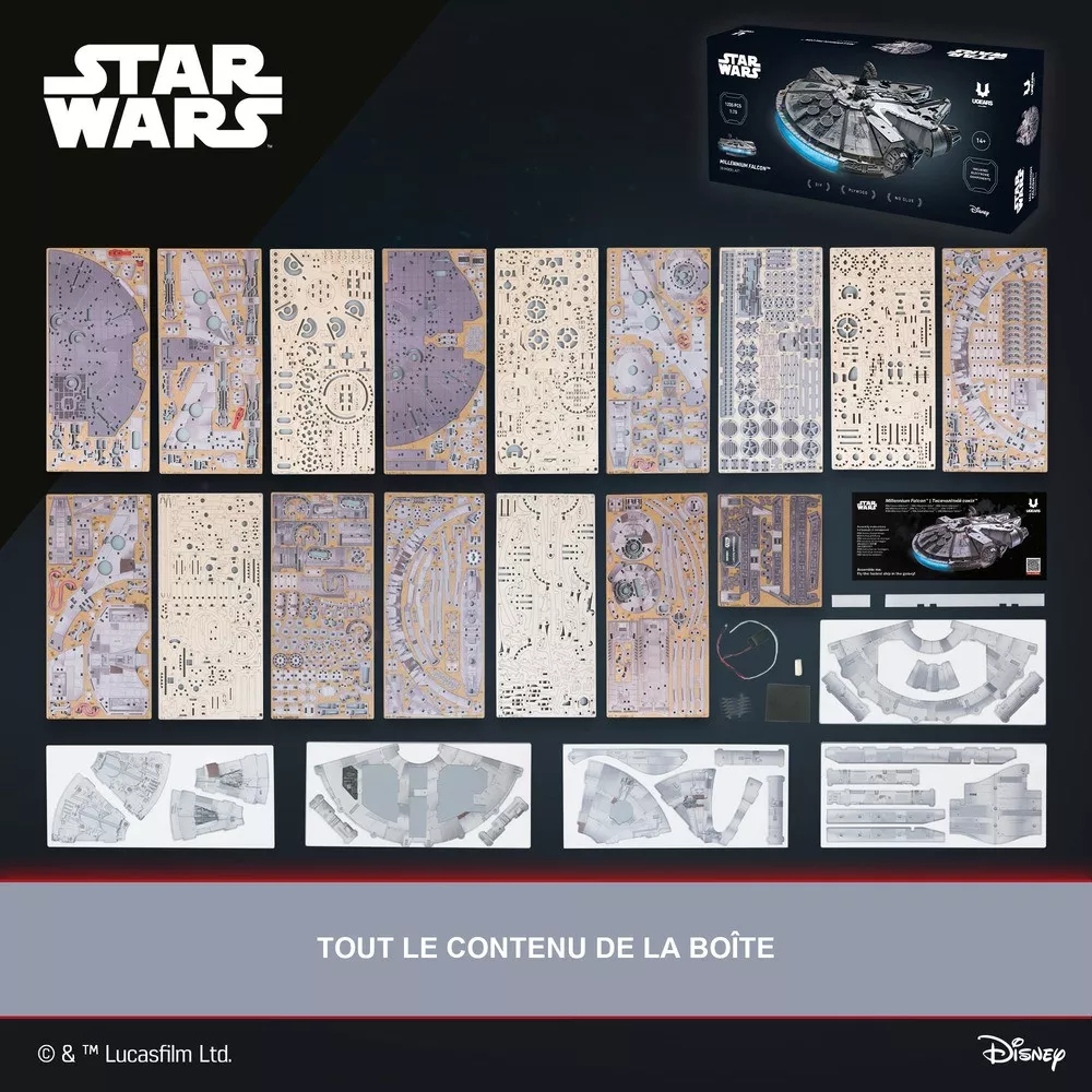 Maquette 3D Faucon Millenium Star Wars en Bois