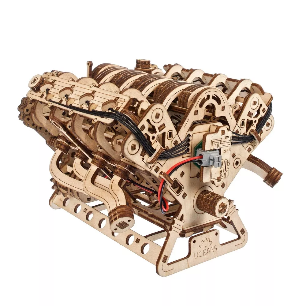 Maquette Moteur V8 Mécanique en Bois à Construire