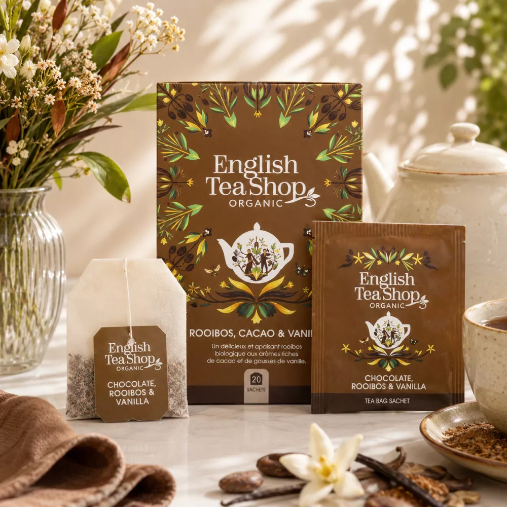 Boîte 20 Sachets Infusions Rooibos Cacao & Vanille Boîte 20 Sachets Infusions Rooibos Cacao & Vanille