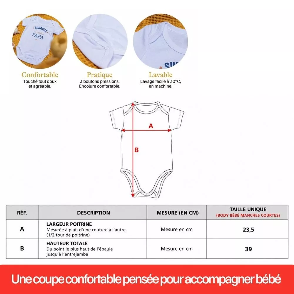 Body Bébé Pompier à Personnaliser