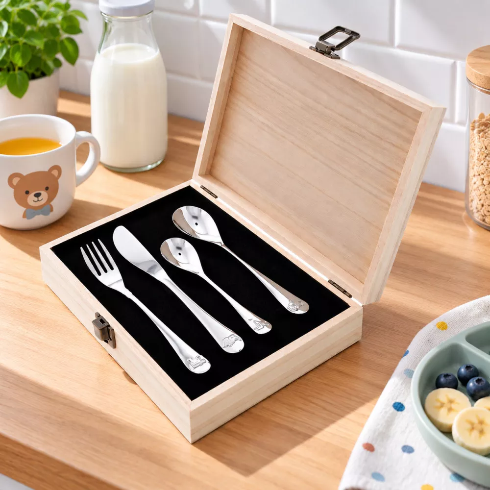 Coffret Couverts Enfant en Inox 4 Pièces Kiddo Coffret Couverts Enfant en Inox 4 Pièces Kiddo