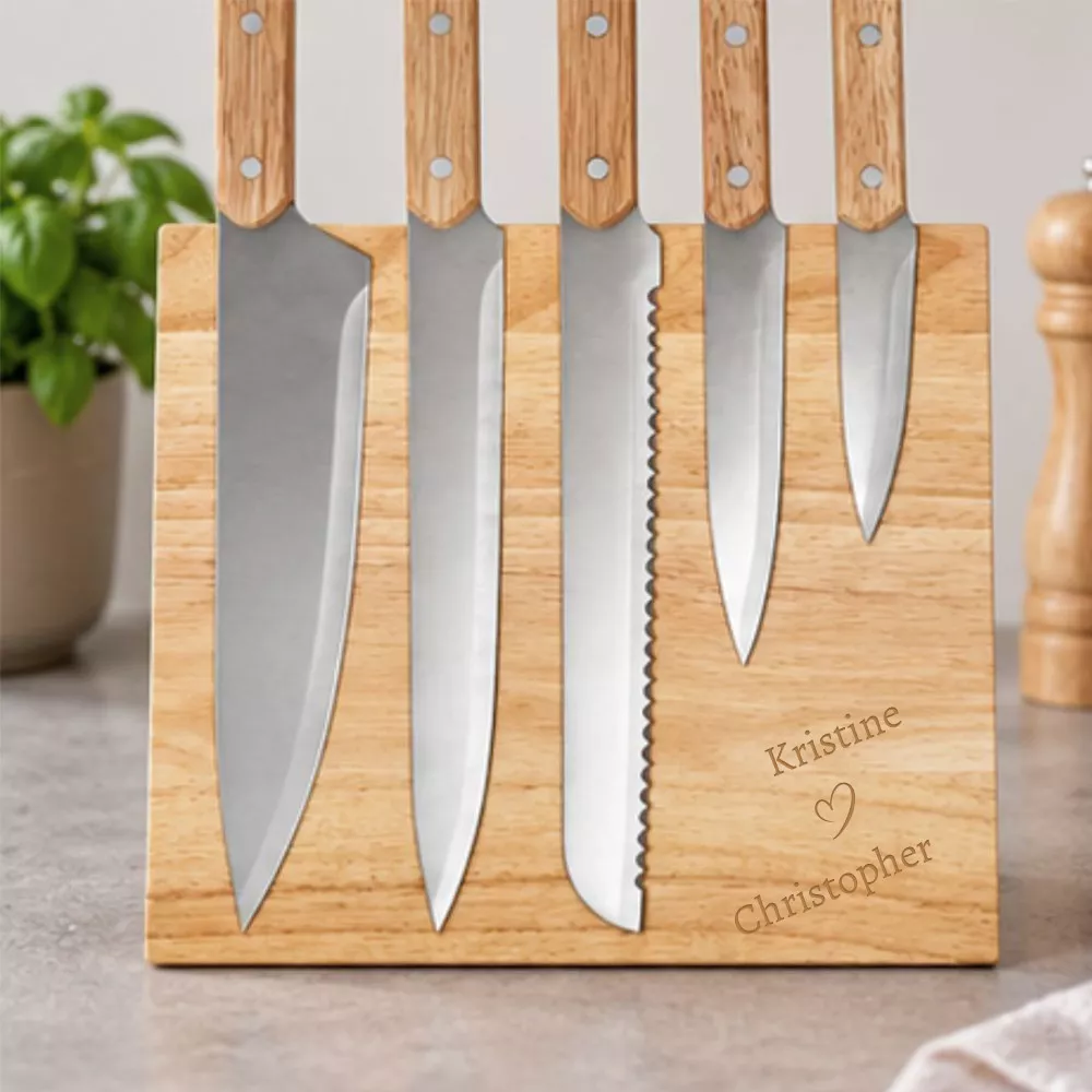 Set de 5 Couteaux avec Support Magnétique Couple à Personnaliser