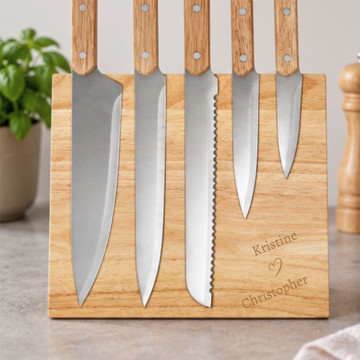 Set de 5 Couteaux avec Support Magnétique Couple à Personnaliser