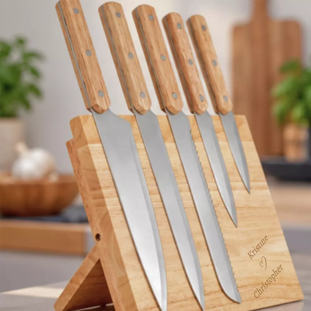 Set de 5 Couteaux avec Support Magnétique Couple à Personnaliser