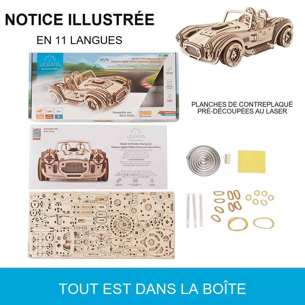 Maquette 3D Voiture de Course Cobra Drift en Bois