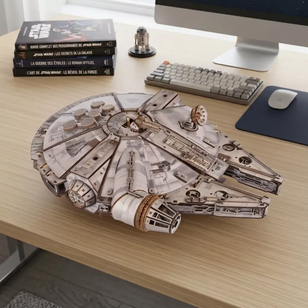 Maquette 3D Faucon Millenium Star Wars en Bois Maquette 3D Faucon Millenium Star Wars en Bois