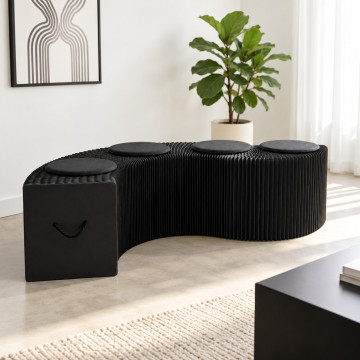 Banc en Kraft Pliable 150 cm Noir Banc en Kraft Pliable 150 cm Noir