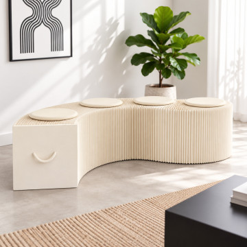 Banc en Kraft Pliable 150 cm Blanc Banc en Kraft Pliable 150 cm Blanc