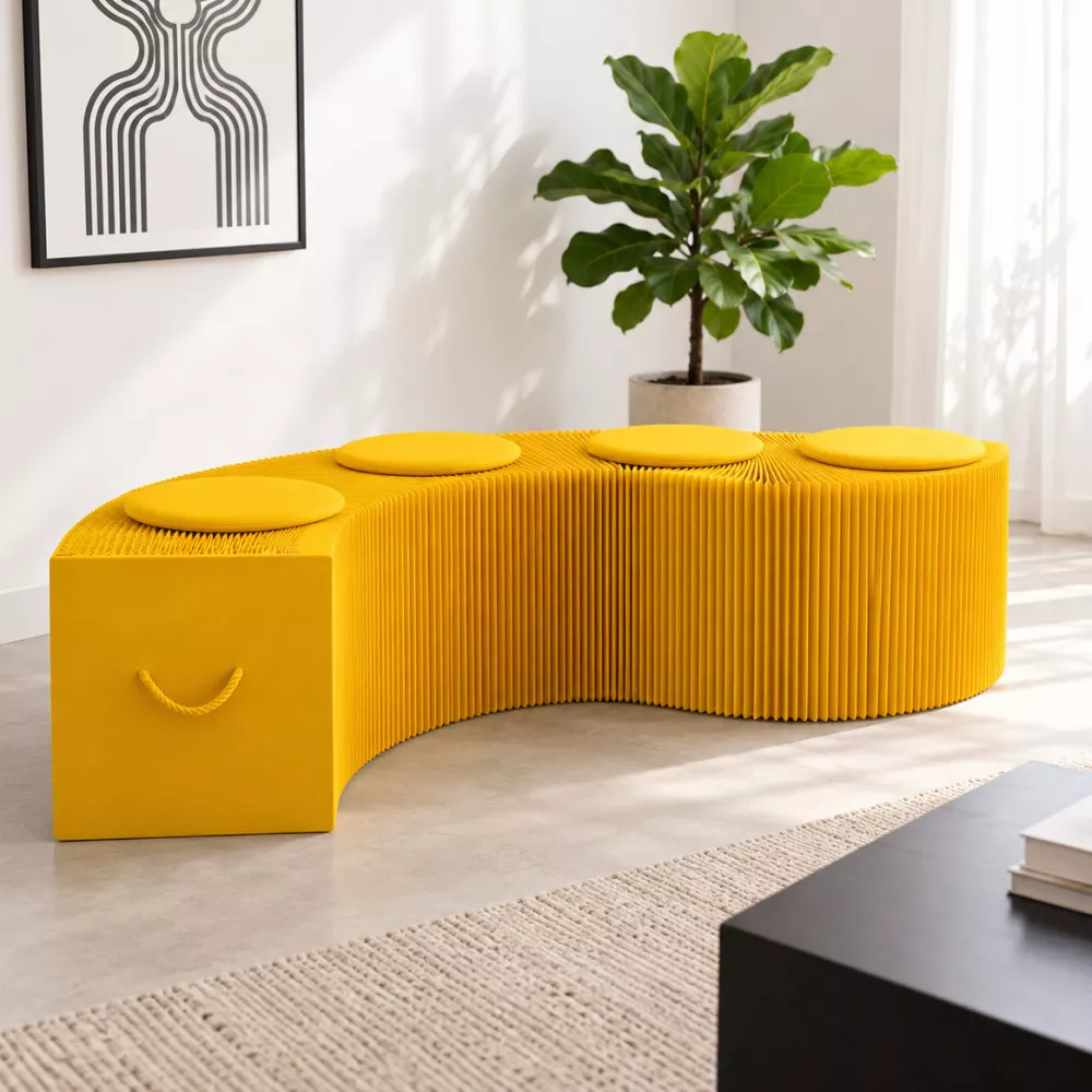 Banc en Kraft Pliable 150 cm Jaune Banc en Kraft Pliable 150 cm Jaune