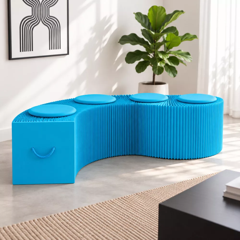 Banc en Kraft Pliable 150 cm Bleu Banc en Kraft Pliable 150 cm Bleu