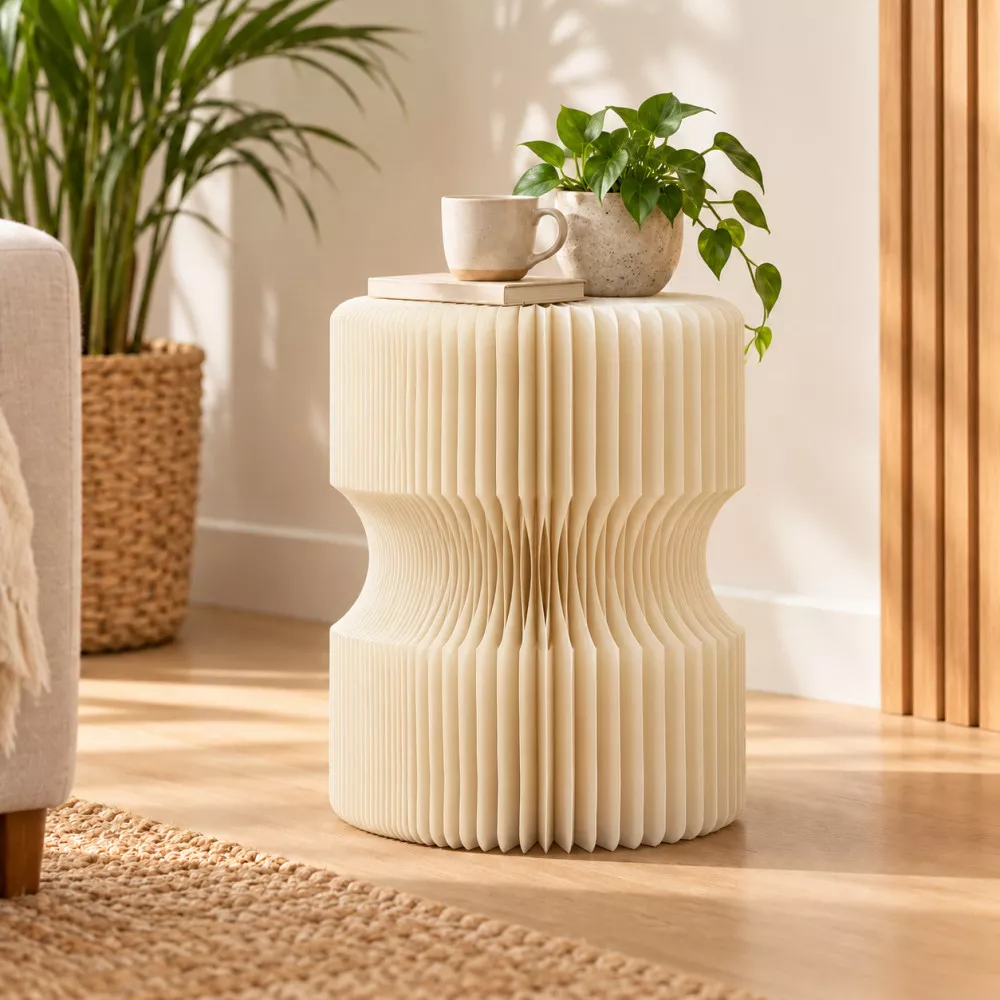 Tabouret Réversible en Kraft Pliable 38 cm Blanc Tabouret Réversible en Kraft Pliable 38 cm Blanc