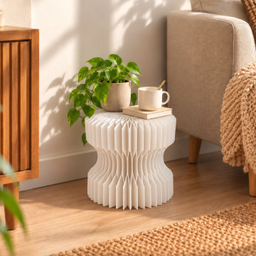 Tabouret Réversible en Kraft Pliable 28 cm Blanc Tabouret Réversible en Kraft Pliable 28 cm Blanc