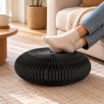 Pouf en Kraft Pliable Noir Pouf en Kraft Pliable Noir