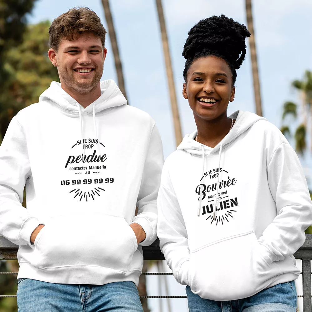 Pull à Capuche "Si je suis bourré amenez-moi vers" à Personnaliser