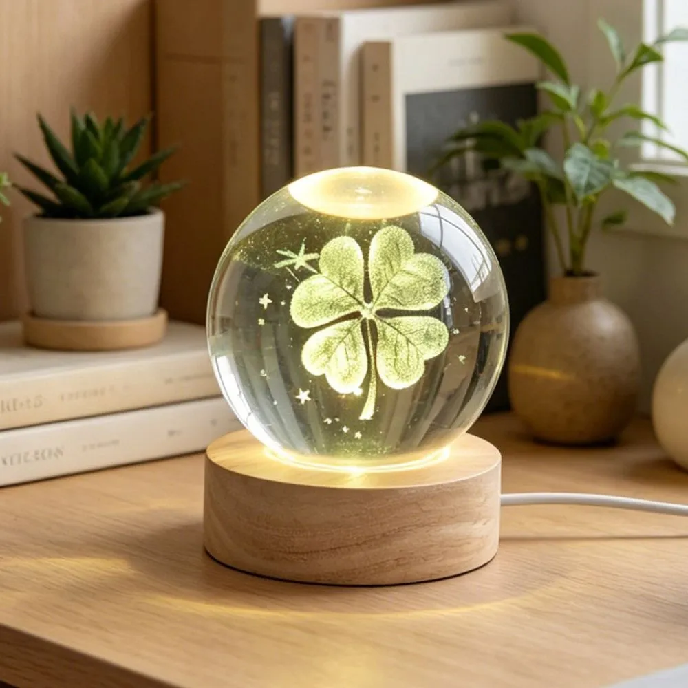 Boule Lumineuse Trèfle à 4 Feuilles Porte-Bonheur