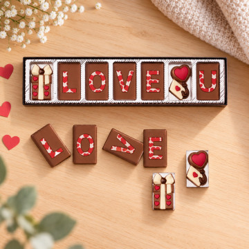 Message I Love U en Chocolat au Lait Message I Love U en Chocolat au Lait