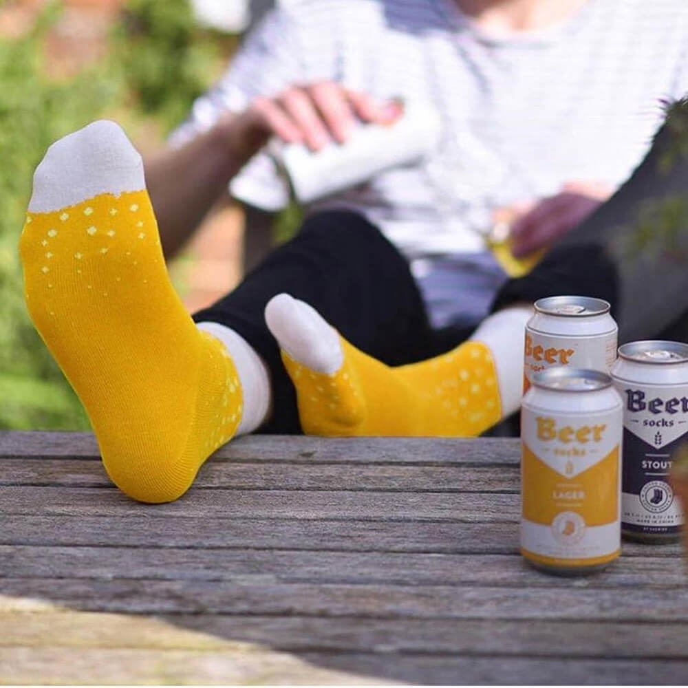Chaussettes Pour Chopes De Bière - 1 Paire Jaune, Taille M - Cadeau Créatif Et Drôle Pour Les Fêtes