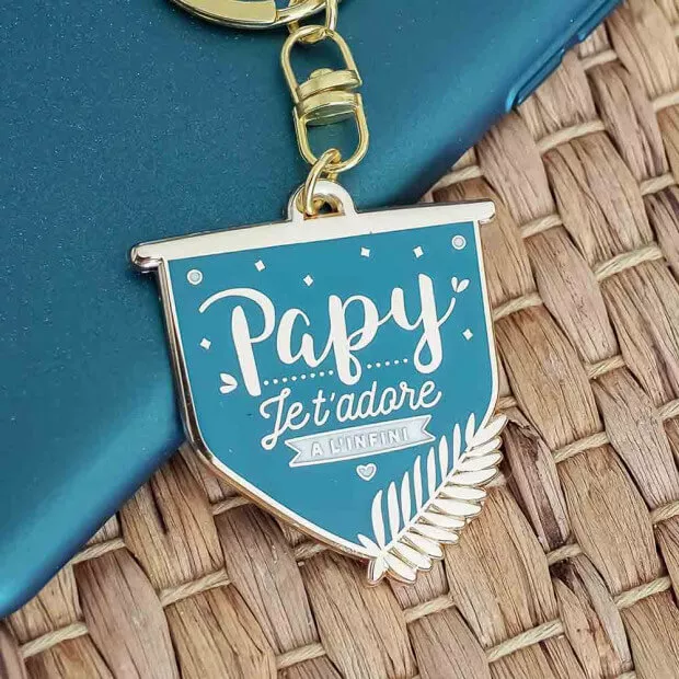 Porte-clés Personnalisé 'Papy Je T'adore' - Cadeau émouvant Pour Grand-Père (Fête Des Grands-Pères, Anniversaire, Noël, Naissance)