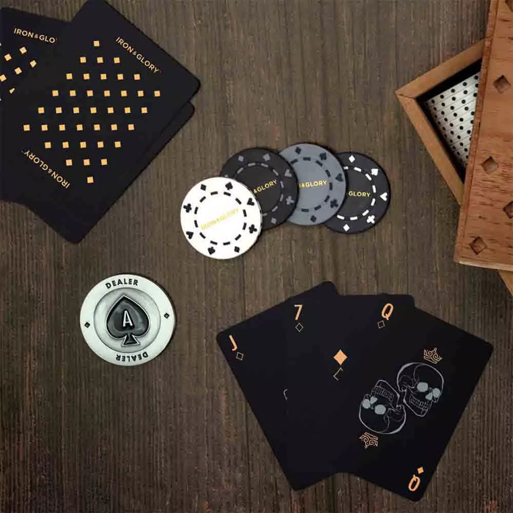 Set Poker Premium "Dead Man's Hand" 100 jetons et un jeton de donneur en métal 
