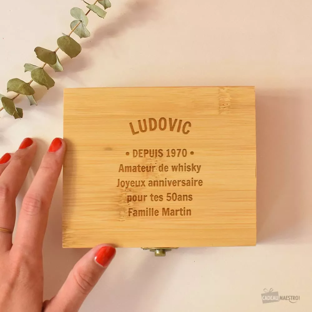 Set Whisky avec Boîte Bambou à Personnaliser Original