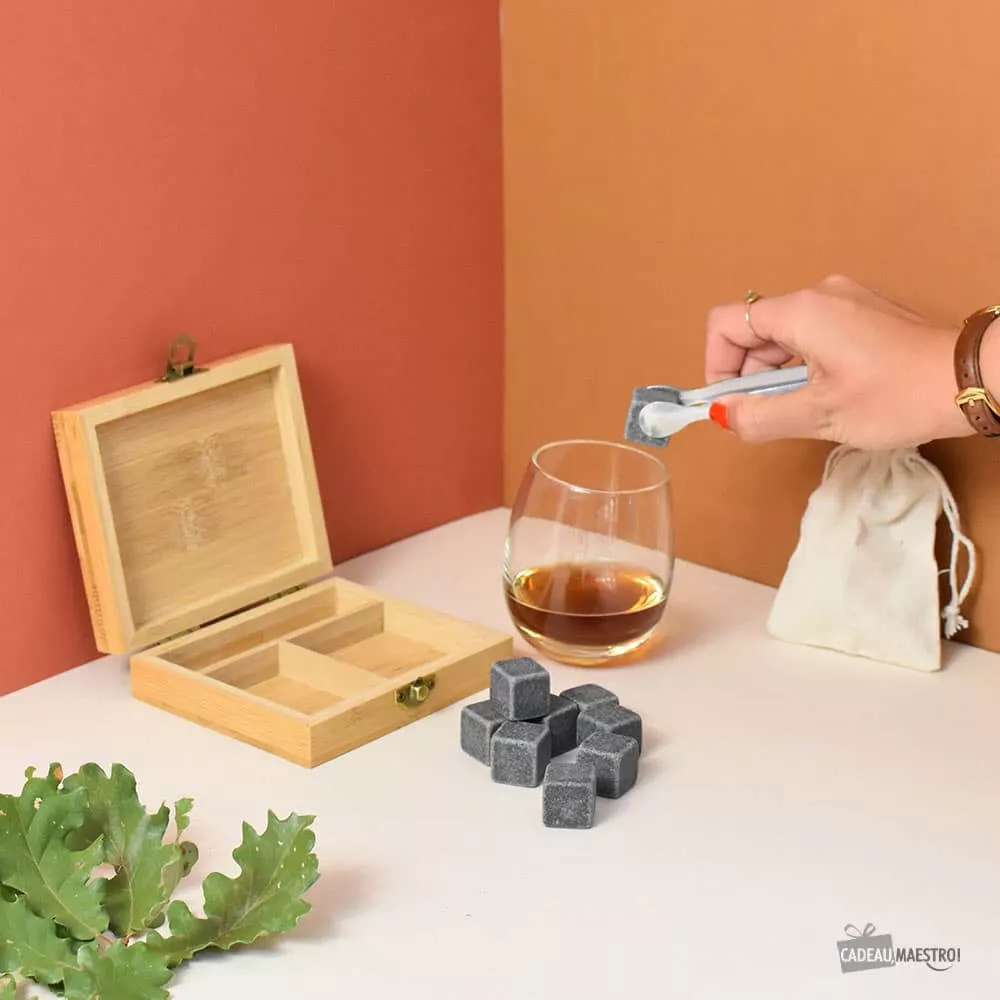 Set Whisky avec Boîte Bambou à Personnaliser Coffret en bois de bambou