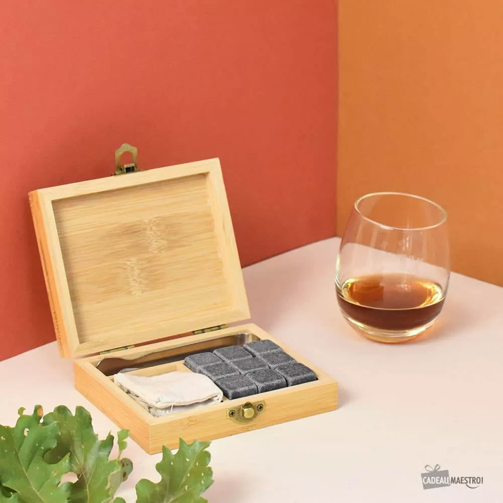 Set Whisky avec Boîte Bambou à Personnaliser Fermeture facile
