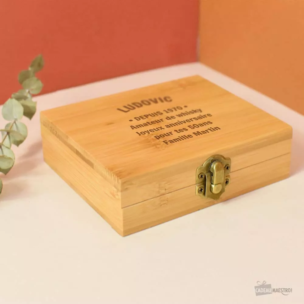 Set Whisky avec Boîte Bambou à Personnaliser Kit complet whisky