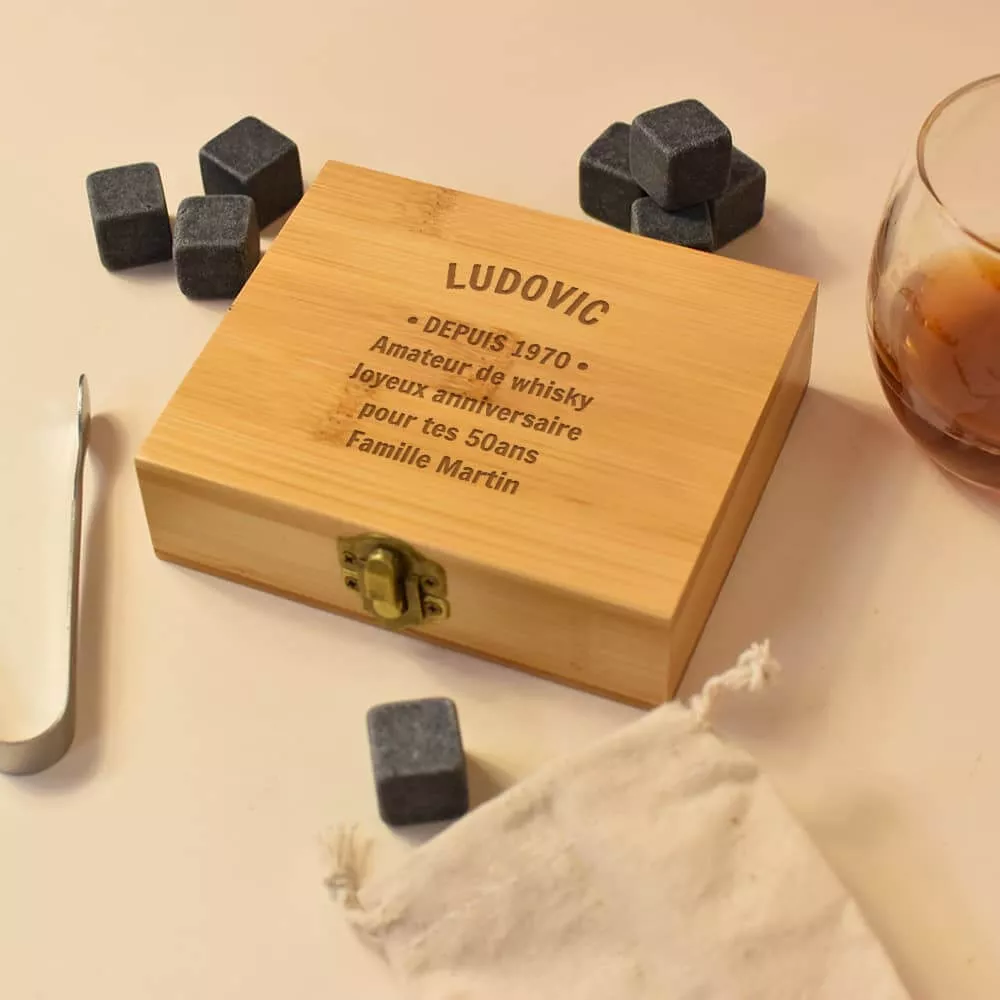 Set Whisky avec Boîte Bambou à Personnaliser Insolite