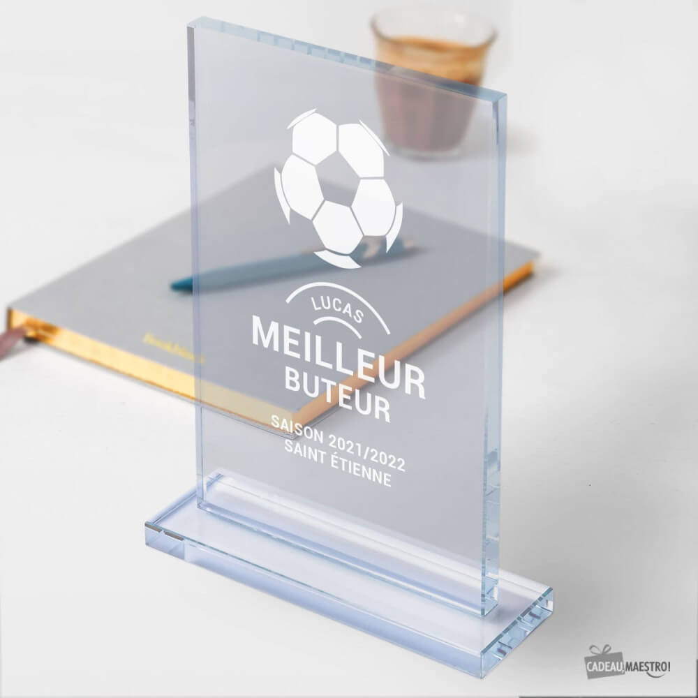 Trophée de football en verre de cristal Coffret cadeau Gravure  personnalisée -  France