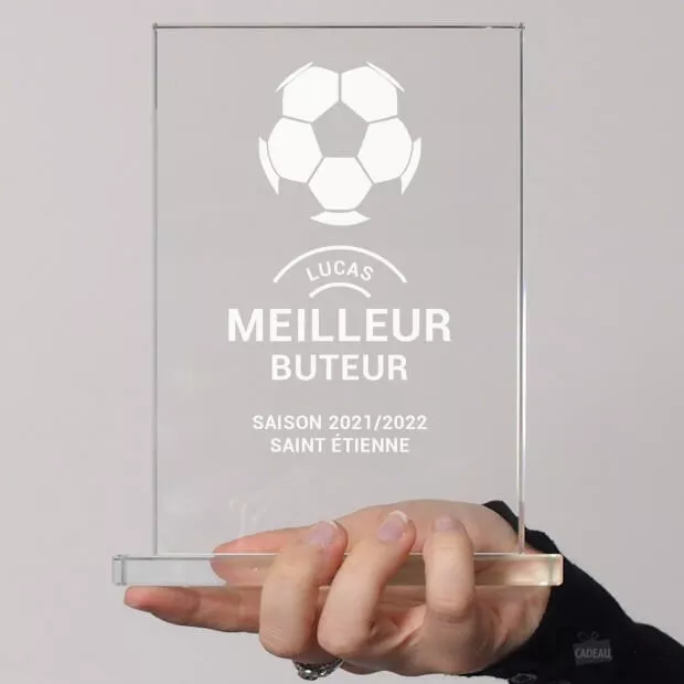 Trophée en Verre Football à Personnaliser A poser sur un bureau ou une étagère