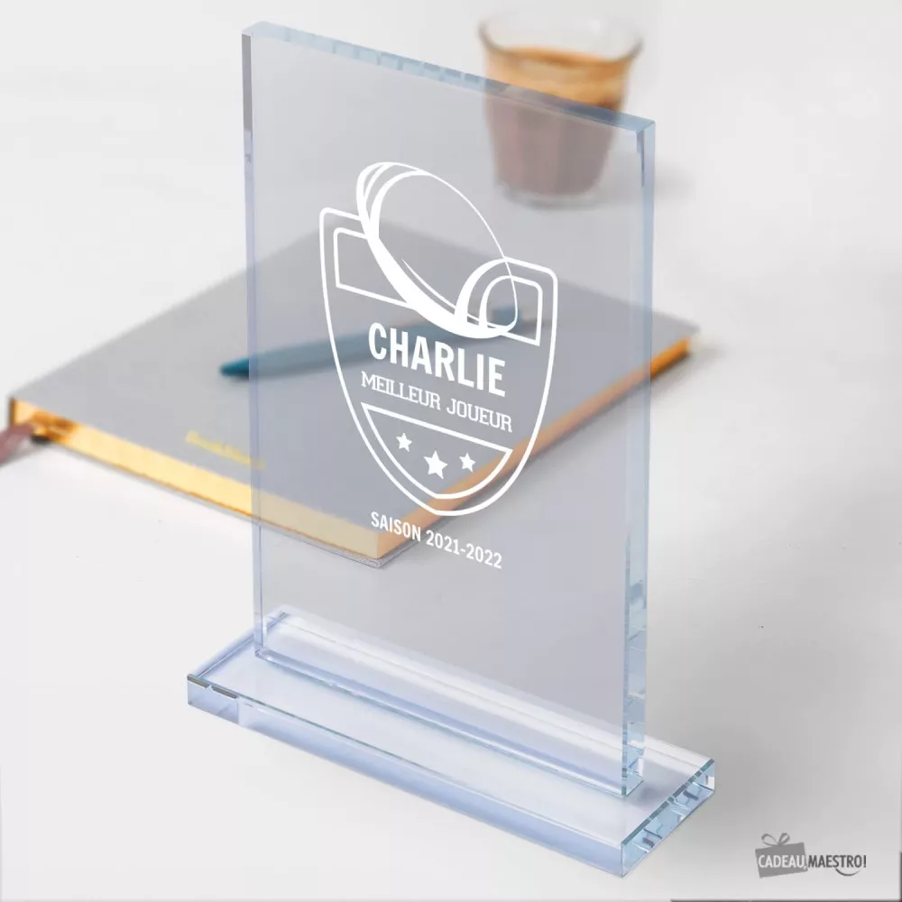 Trophée en Verre Rugby à Personnaliser trophée rugby à personnaliser