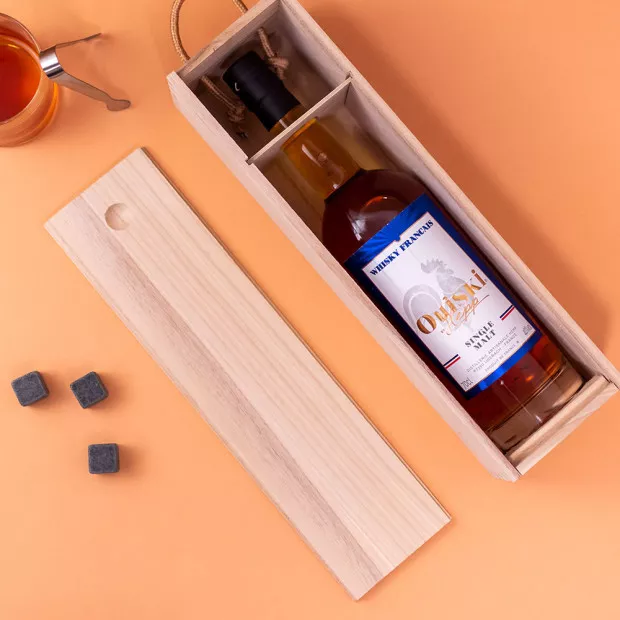 Coffret en Bois Avec Bouteille de Whisky coffret cadeau whisky